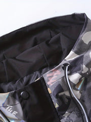 Graphic Pattern Windbreaker Hooded Jacket