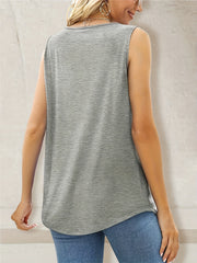 Ruched Tank Top Squared Neck Sleeveless Summer Top Women's Clothing