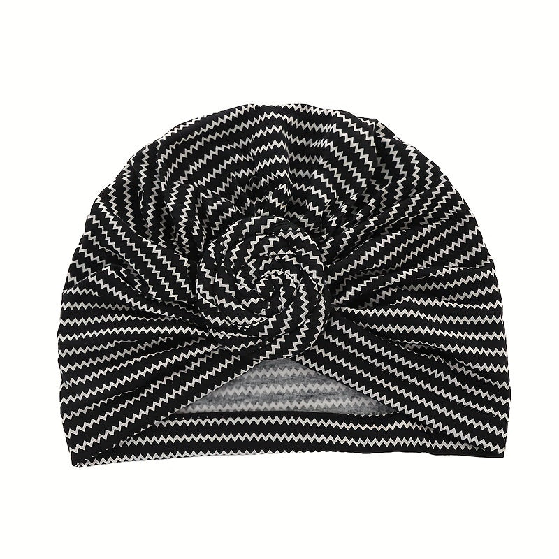 Front Knotted Turban Cap & Striped Head Wrap Hijab Hats Chemo Cap Ramadan Beanie