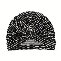 Front Knotted Turban Cap & Striped Head Wrap Hijab Hats Chemo Cap Ramadan Beanie