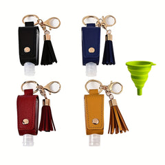 5pcs 30ML Dispenser Bottle Tassel Keychain PU Leather Case Empty Bottle Keychain
