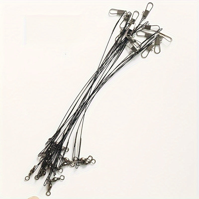 30pcs Heavy Duty Wire Leader Fishing Line with Swivels & Rings