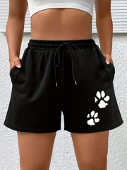 Paw Print High Rise Sports Shorts