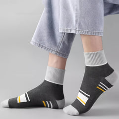 Men's Block Crew Socks Breathable Comfy Casual Unisex Socks Outdoor All Seasons