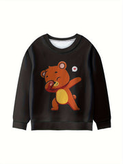 Girls Dancing Bear Graphic Sweatshirt Long Sleeve Pullover