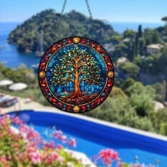 Tree Of Life Window Sunshade Colorful Plastic Thanksgiving Decor