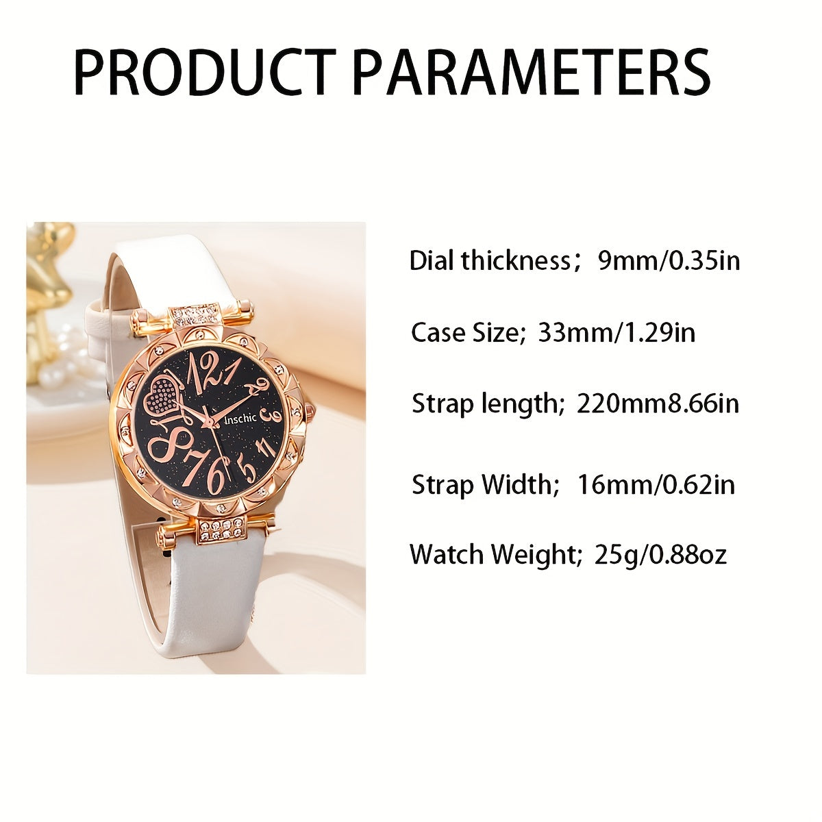 1pc Student Digital Rhinestone Quartz Watch & 5pcs Children's Jewelry Set