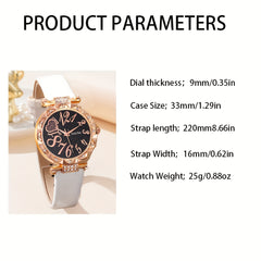 1pc Student Digital Rhinestone Quartz Watch & 5pcs Children's Jewelry Set