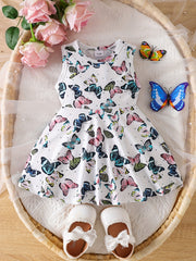 Sweet Sleeveless Pleated Dress for Baby Girls