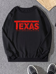Texas Print Sweatshirt Men's Casual Pullover Sweatshirt For Spring Fall