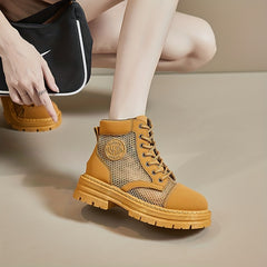Women's Mesh Combat Boots Lace Up Outdoor Casual Boots