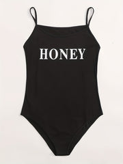 Women's Sports Bodysuit, Spaghetti Strap Slim Fit Cami Bodysuit