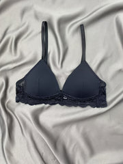 Soft Wireless Lace Trim Bra Thin Everyday Bra