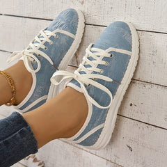 Women's Canvas Flat Sneakers Casual Lightweight Low Top Shoes