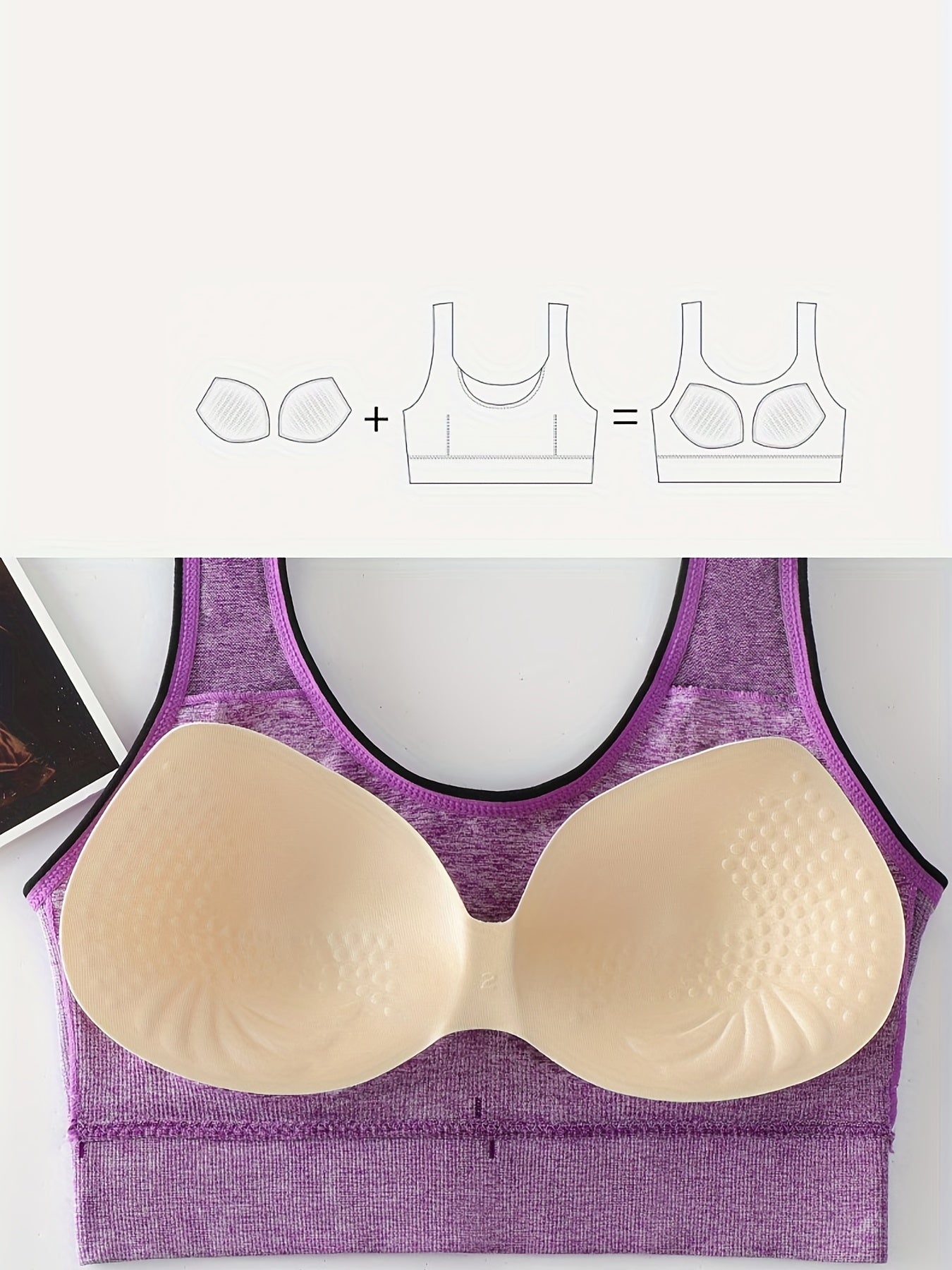Casual Sports Bra Women's Plus Letter Tape Solid Round Neck