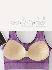 Casual Sports Bra Women's Plus Letter Tape Solid Round Neck