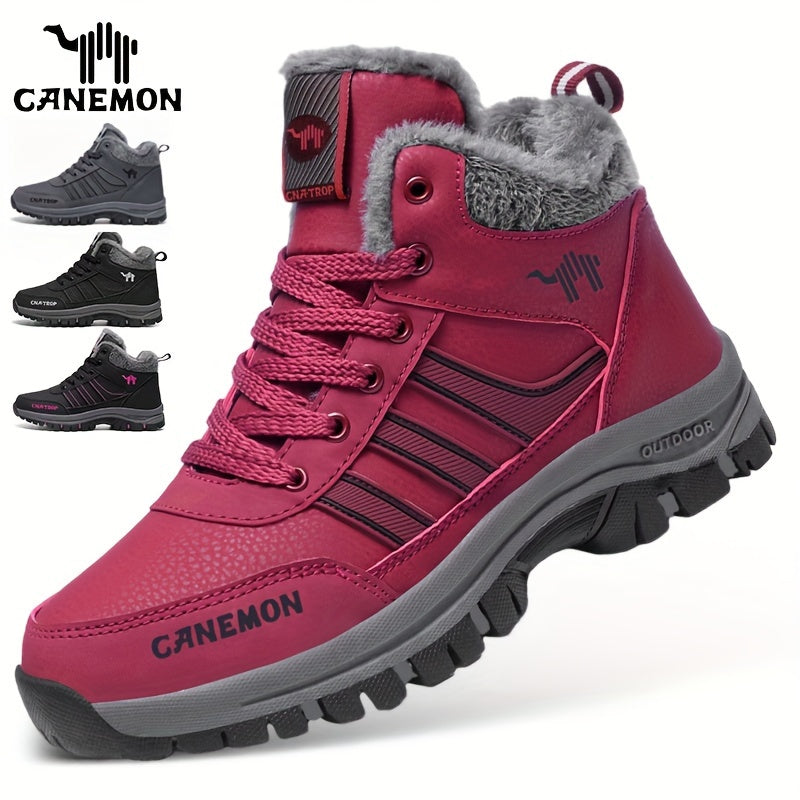 Men's Plush Lined Hiking Boots Non Slip Lace Up Sneakers