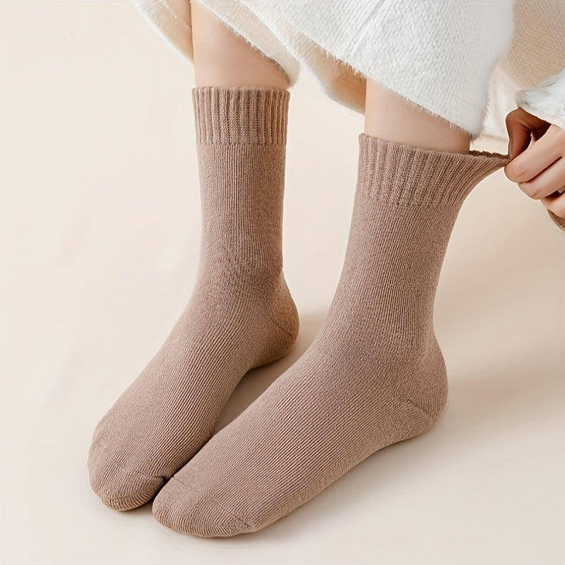 6 Pairs Solid Comfy & Warm Mid Tube Socks Women's Stockings