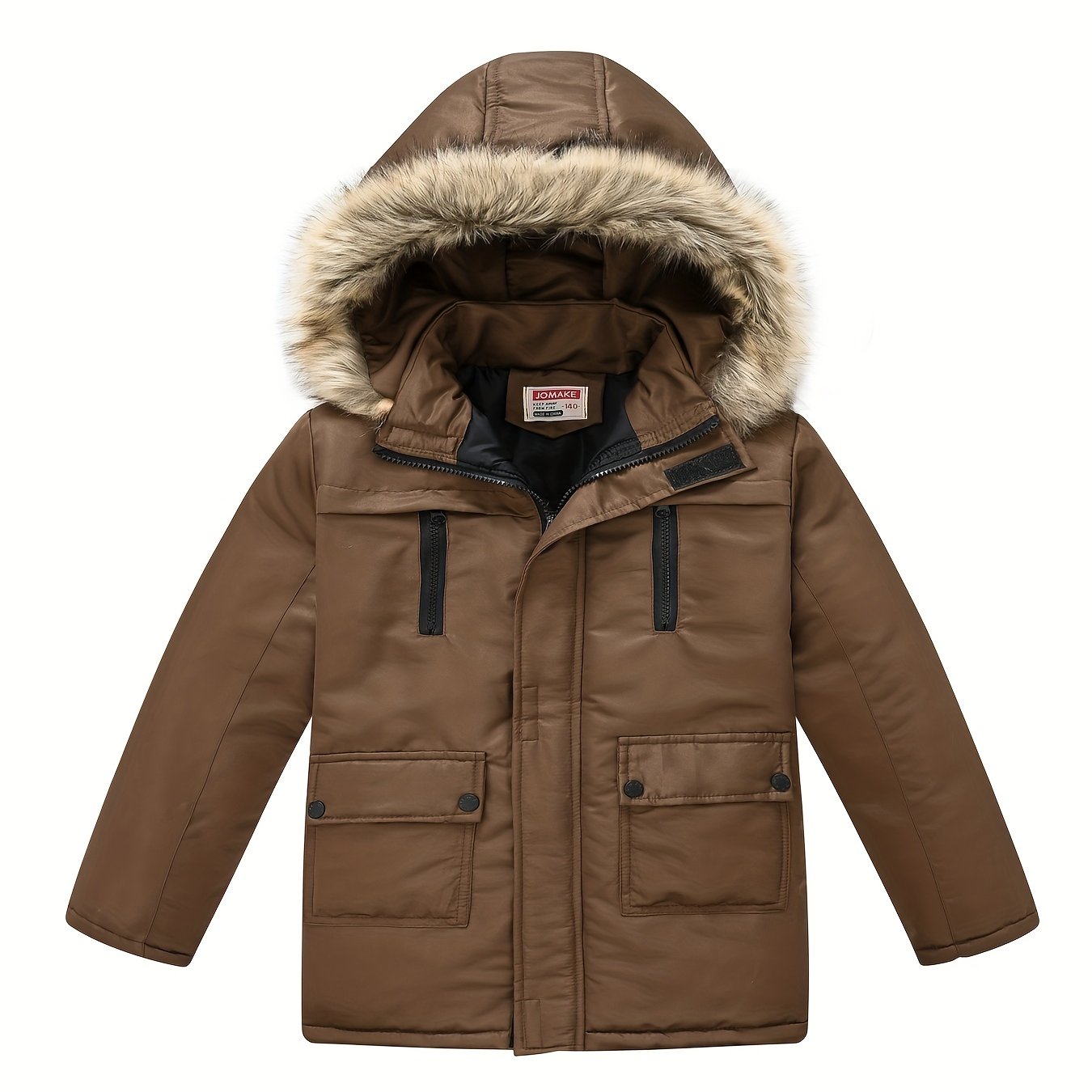 Teen Winter Coat with Detachable Hood, Casual Pockets