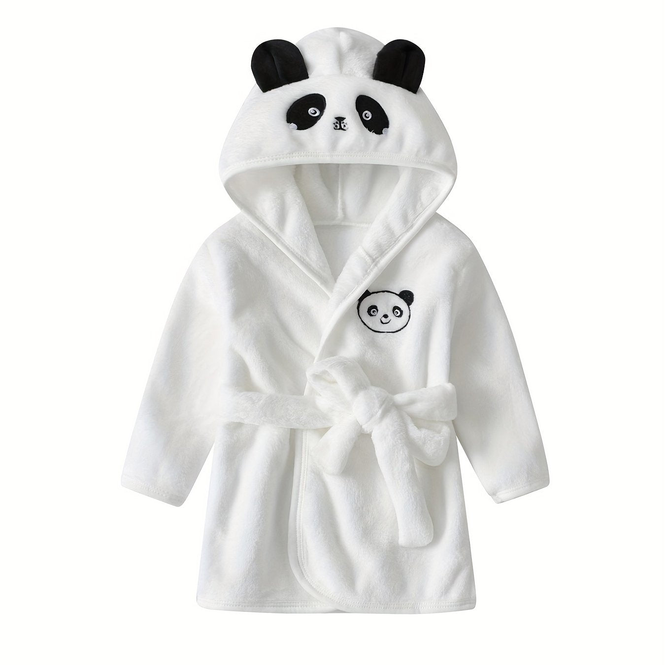 Panda Shape Hoodie Kids Pajamas Fleece Bathrobe
