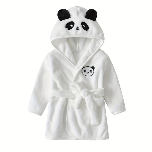 Panda Shape Hoodie Kids Pajamas Fleece Bathrobe