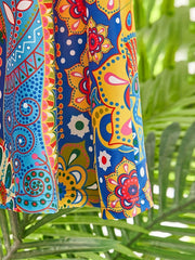 Paisley Print V Neck Dress Short Sleeve for Women