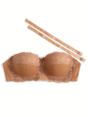 Floral Balconette Bra Lace Push-Up Lingerie