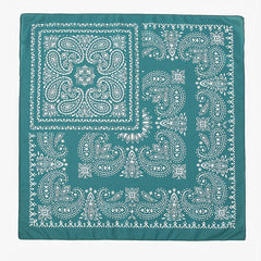 Green Paisley Print Bandana Satin Square Scarf Boho Shawl