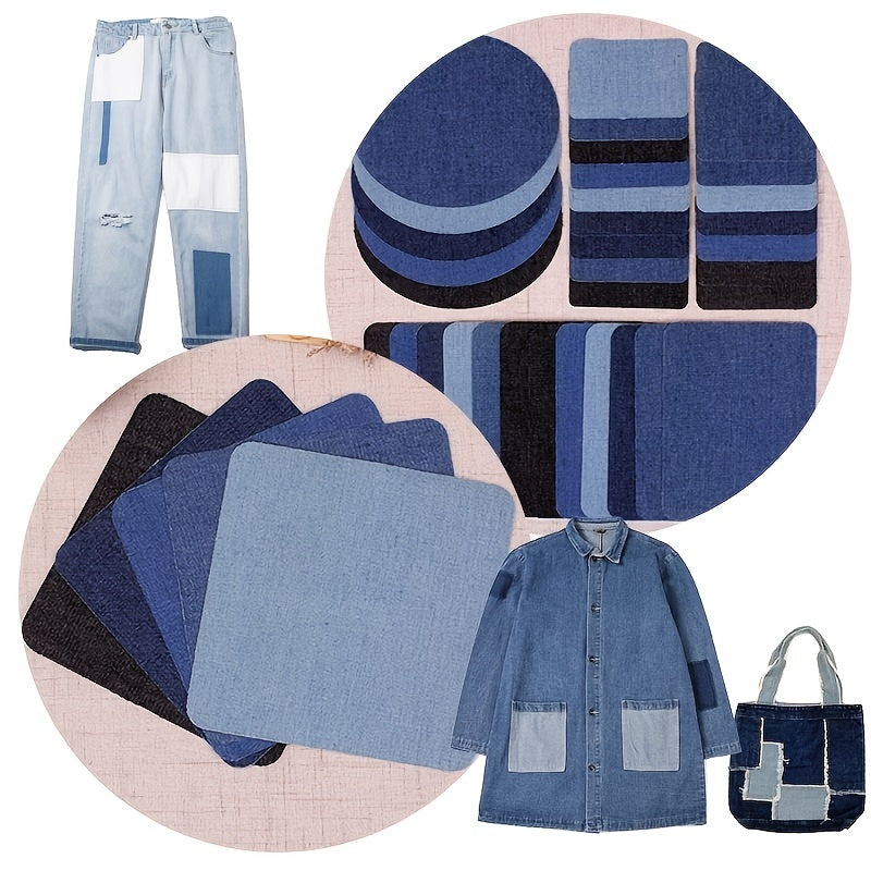 5pcs Denim Patch Fabric Repair Self Adhesive Clothing Supplies