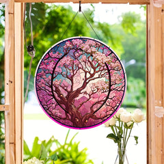 Cherry Blossoms Tree Suncatcher Decor Round Hanging Ornament