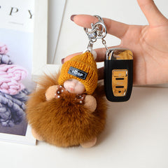 Faux Fur Fox Ball Doll Keychain Bag Accessory