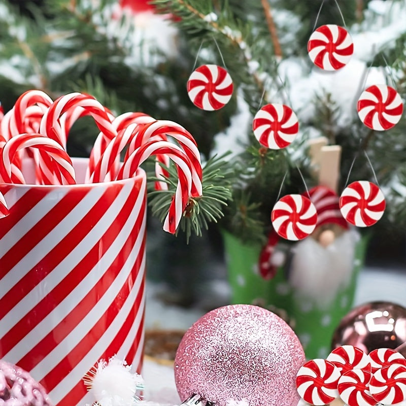 20pcs Christmas Red & Candy Windmill Cane Set Tree Pendant