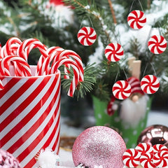 20pcs Christmas Red & Candy Windmill Cane Set Tree Pendant