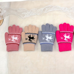 Print Winter Stretchy Knit Cuff Gloves For Kids