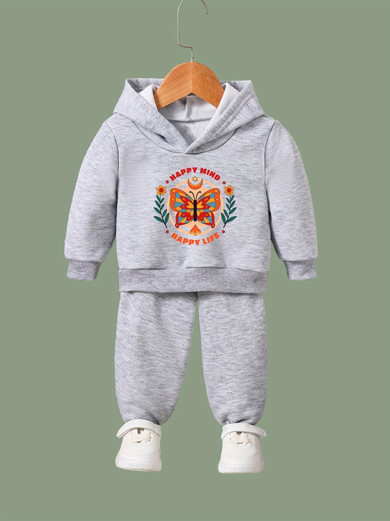 Butterfly Pattern Hooded Sweatshirt Girls Hoodies Pullover & Sweatpants