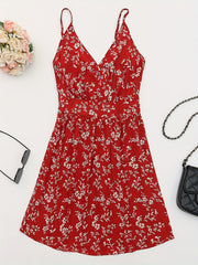 Floral Print Cami Dress Surplice Neck Sleeveless Dress