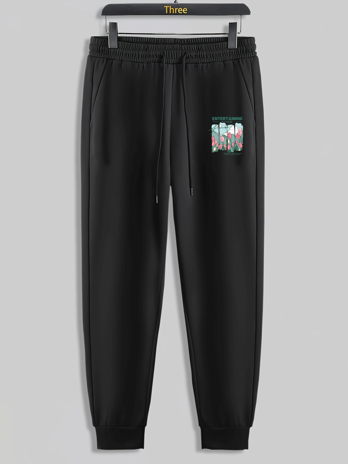 Tulip Print Men's Pants Drawstring Sweatpants Loose Casual Trousers
