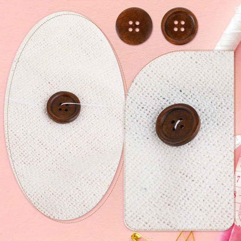 10pcs Wooden 4 Hole Round Sewing Buttons - Classic Wood Buttons for DIY Crafts