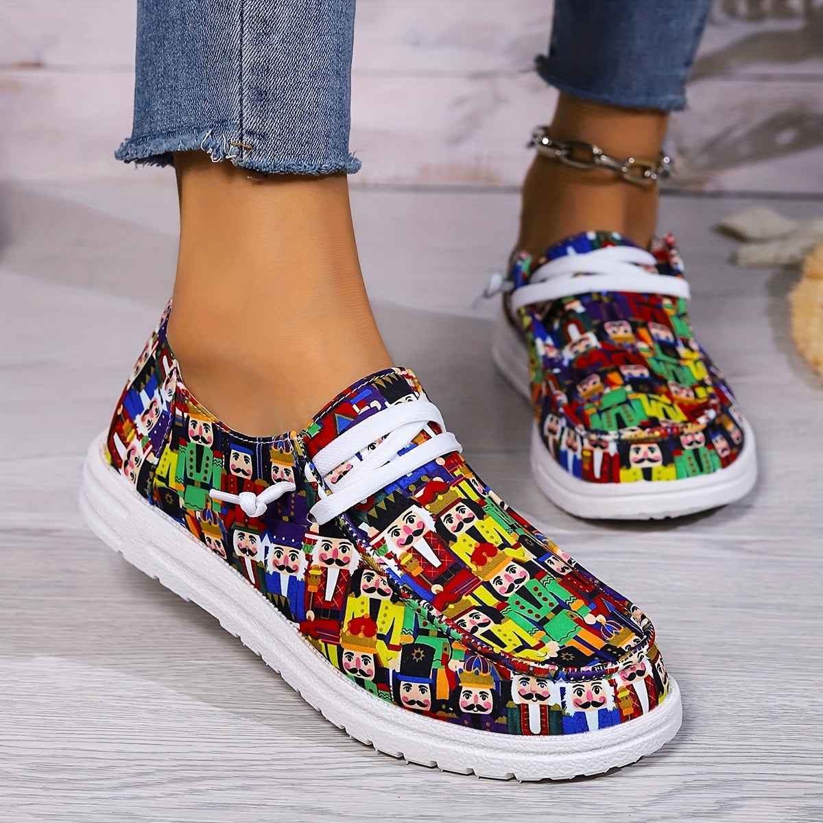 Nutcracker Cartoon Pattern Outdoor Skateboarding Shoes