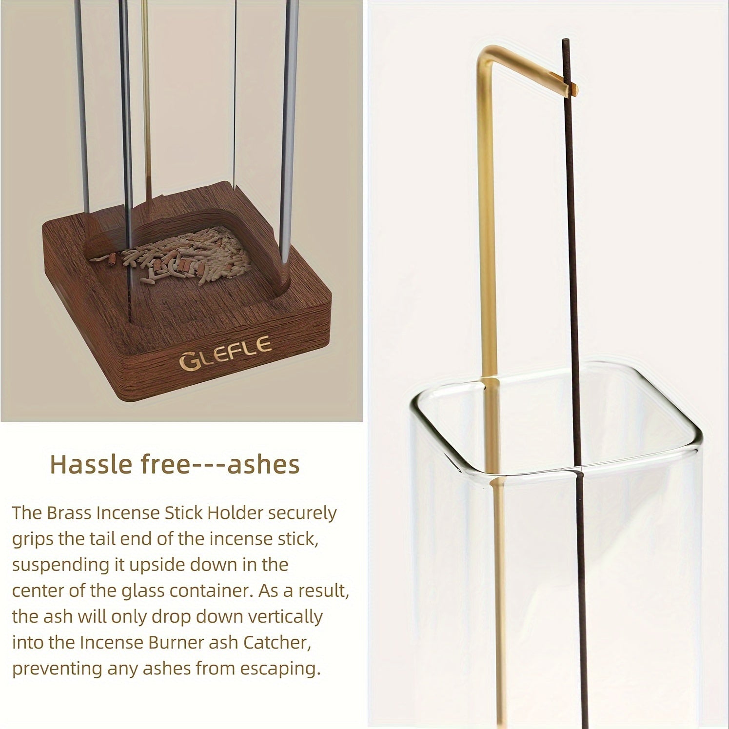 Wooden Aromatherapy Rack Modern Incense Burner with Glass Ash Catcher