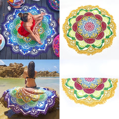 Lotus Figure Yoga Mat & Beach Towel in Yellow & Turquoise