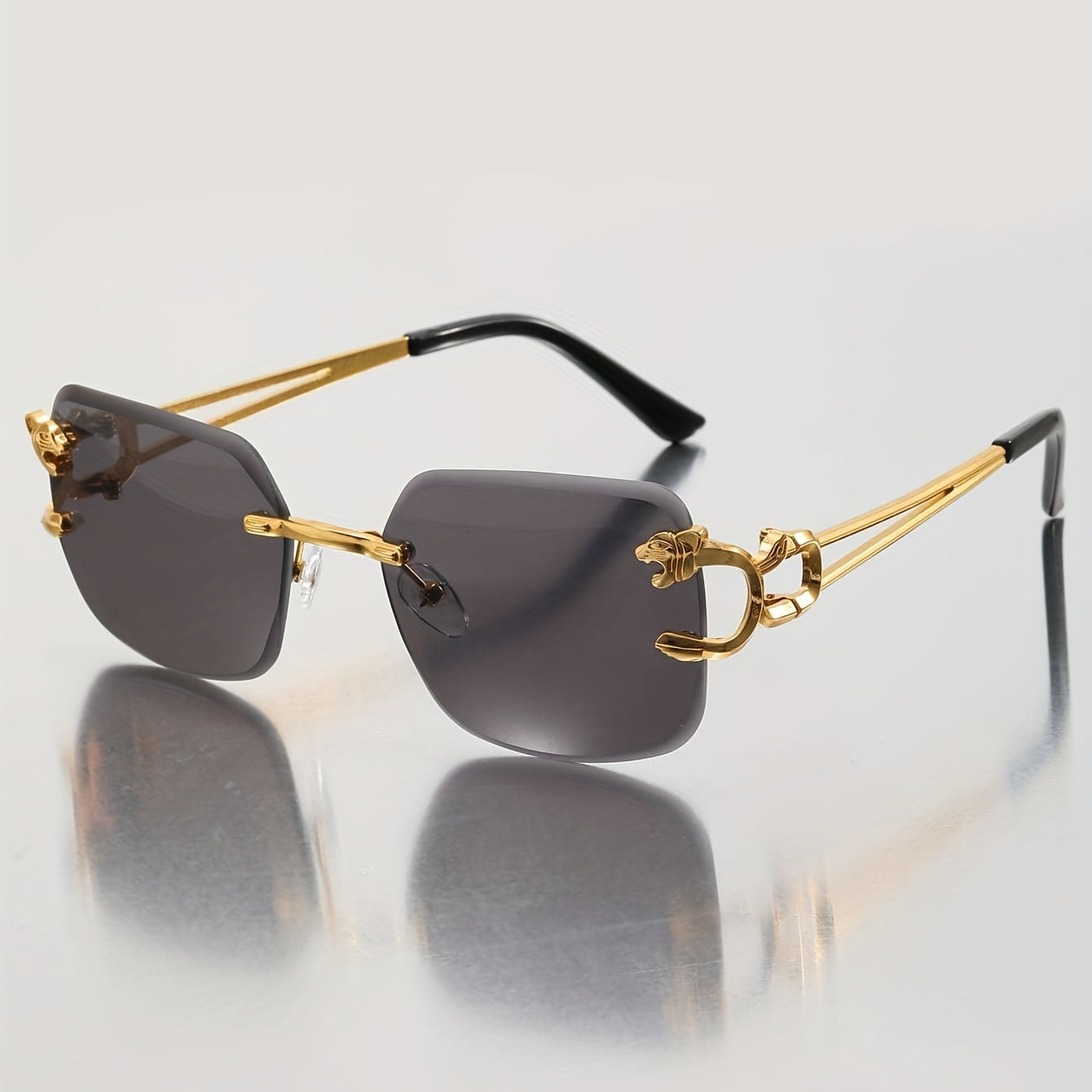 Men's Leopard Rimless UV Resistant Sunglasses for Beach