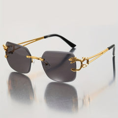 Men's Leopard Rimless UV Resistant Sunglasses for Beach