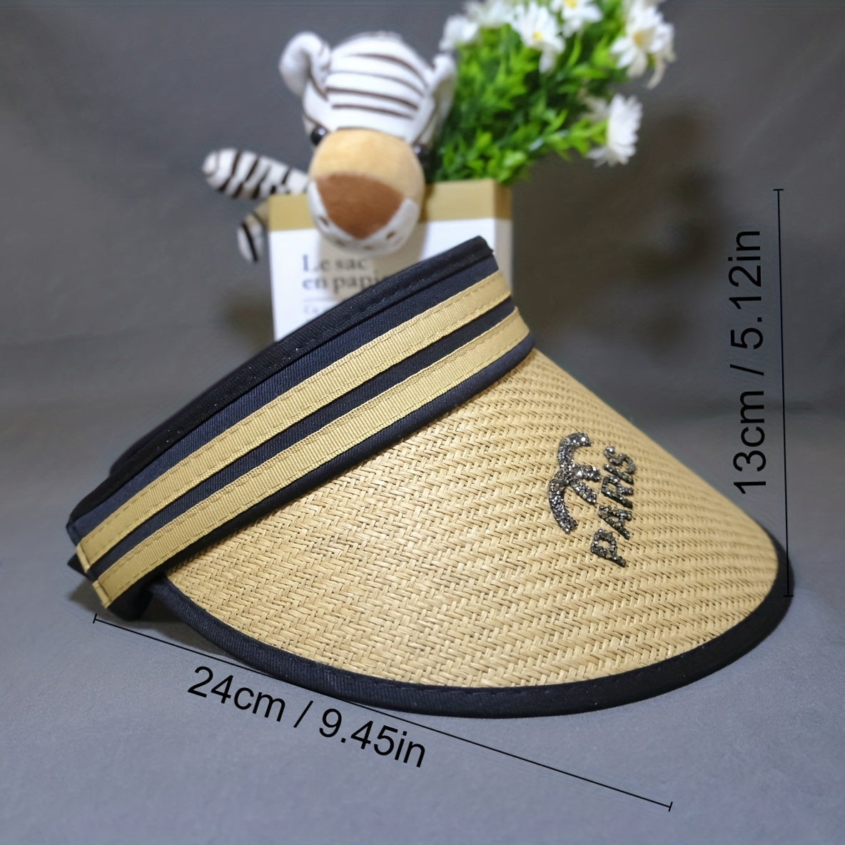 Stylish Straw Visor Hat Wide Brim UV Protection Sun Hat for Women
