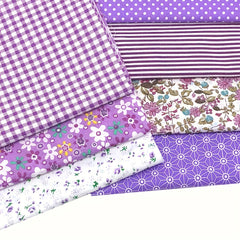 7pcs Purple Square Quilted Cotton Patch Fabric Bundle DIY Handcraft Sewing