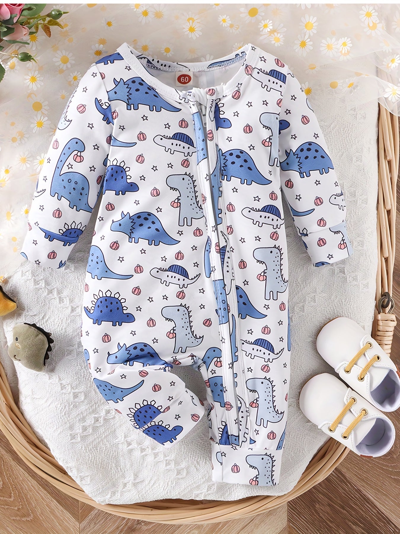 Cute Cartoon Print Long Sleeve Baby Bodysuit