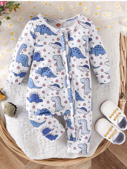 Cute Cartoon Print Long Sleeve Baby Bodysuit