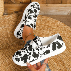 Women's Colorblock Flat Loafers Lace Up Canvas Slip On Shoes