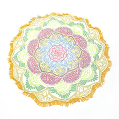 Lotus Figure Yoga Mat & Beach Towel in Yellow & Turquoise