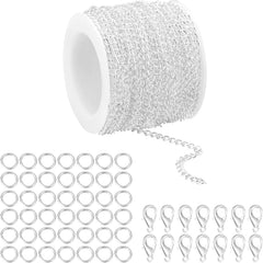 10m 32ft 2mm Double Twisted Chain Necklace Set With Lobster Clasp & Jump Rings